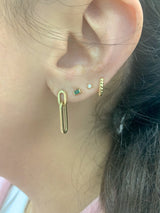 14K Gold Bead Huggie Earrings