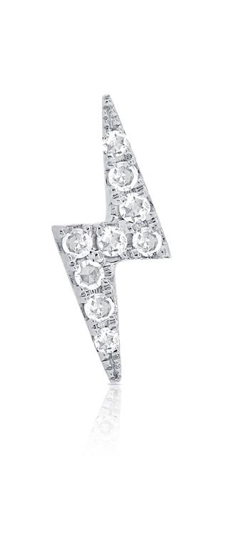 14K White Gold Diamond Lightning Stud Earring