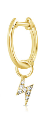14K Yellow Gold Diamond Lightning Huggie Earring
