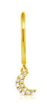 FINAL SALE 14K Yellow Gold Diamond Moon Huggie Earring