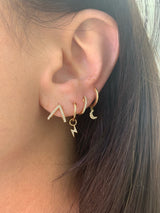 FINAL SALE 14K Yellow Gold Diamond Moon Huggie Earring