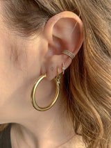 14K Yellow Gold Diamond Lightning Huggie Earring