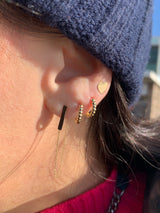 14K Gold Bead Huggie Earrings
