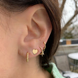 14K Gold Bead Huggie Earrings