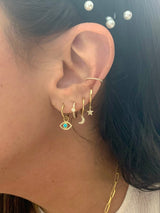 FINAL SALE 14K Yellow Gold Diamond Moon Huggie Earring