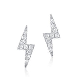 14K White Gold Diamond Lightning Stud Earring