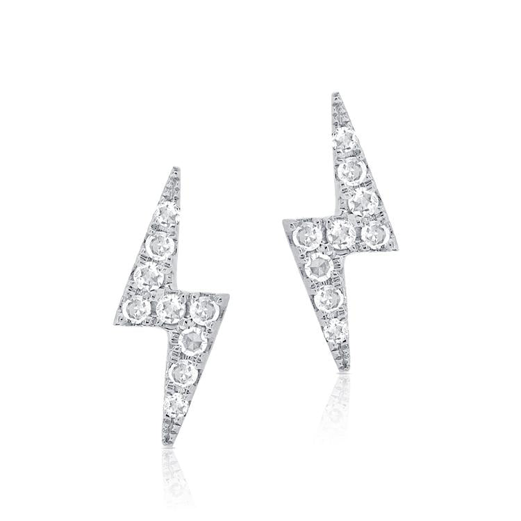 14K White Gold Diamond Lightning Stud Earring