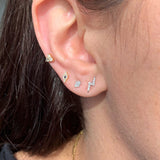 14K White Gold Diamond Lightning Stud Earring