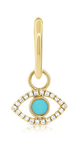 FINAL SALE 14K Yellow Gold Turquoise Huggie Earring