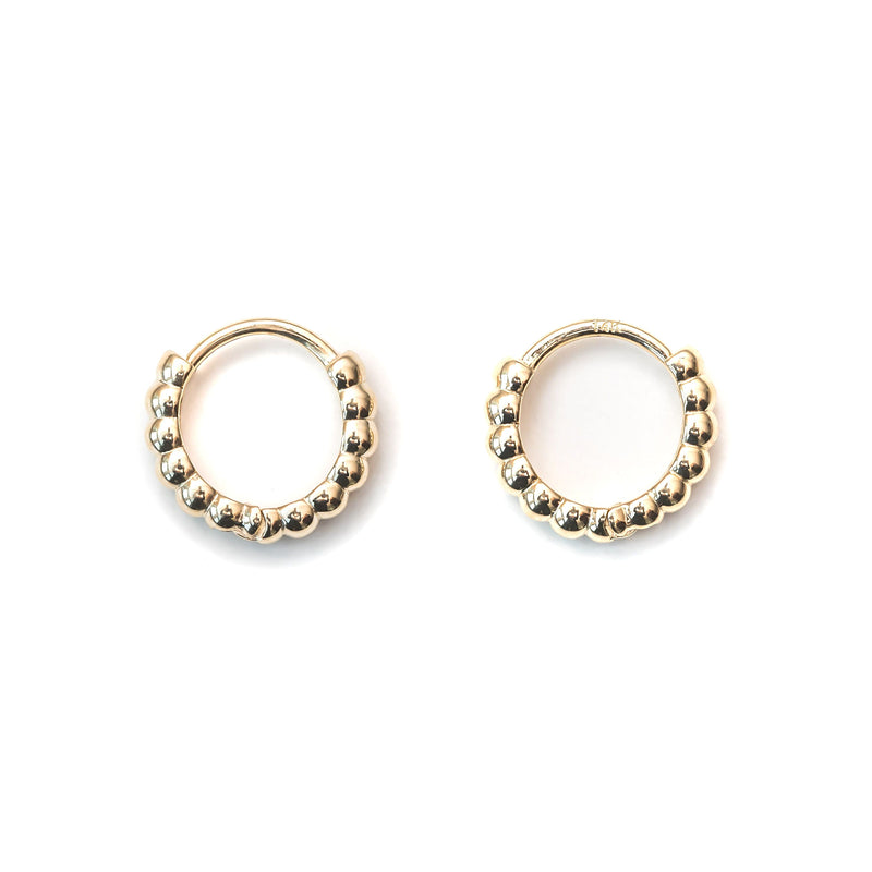 14K Gold Bead Huggie Earrings